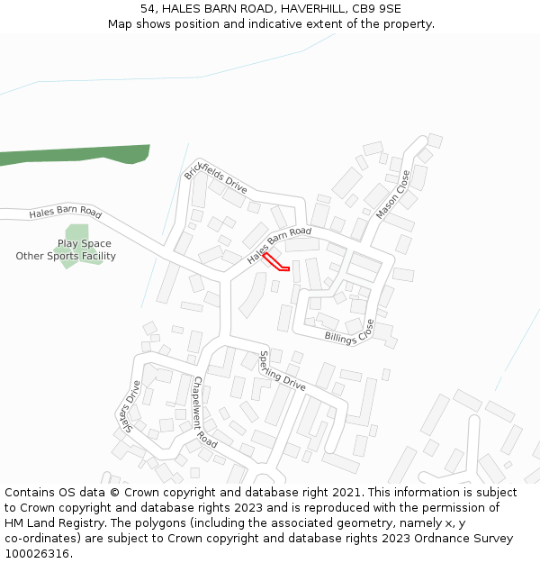 54, HALES BARN ROAD, HAVERHILL, CB9 9SE: Location map and indicative extent of plot