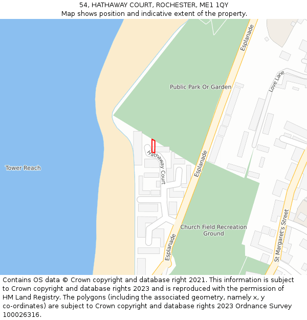 54, HATHAWAY COURT, ROCHESTER, ME1 1QY: Location map and indicative extent of plot