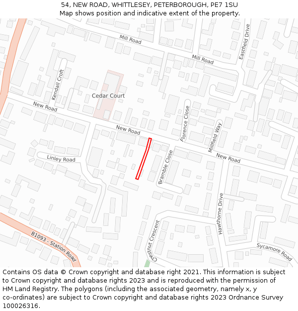 54, NEW ROAD, WHITTLESEY, PETERBOROUGH, PE7 1SU: Location map and indicative extent of plot