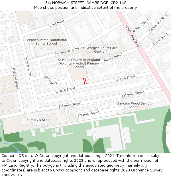 54, NORWICH STREET, CAMBRIDGE, CB2 1NE: Location map and indicative extent of plot