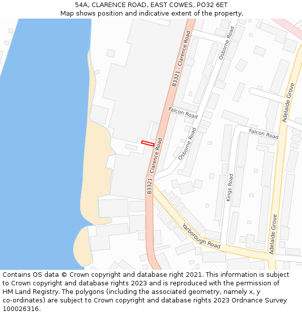 54A, CLARENCE ROAD, EAST COWES, PO32 6ET: Location map and indicative extent of plot