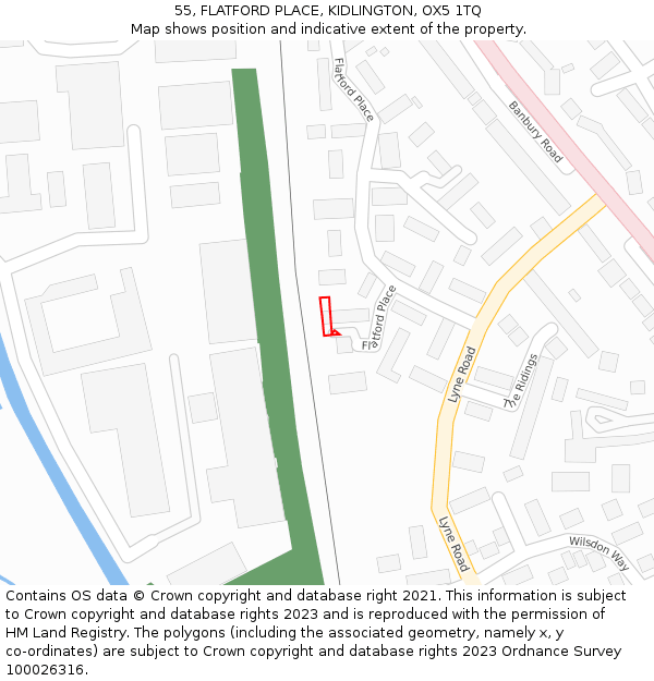 55, FLATFORD PLACE, KIDLINGTON, OX5 1TQ: Location map and indicative extent of plot