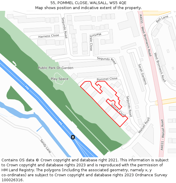 55, POMMEL CLOSE, WALSALL, WS5 4QE: Location map and indicative extent of plot