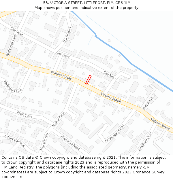 55, VICTORIA STREET, LITTLEPORT, ELY, CB6 1LY: Location map and indicative extent of plot