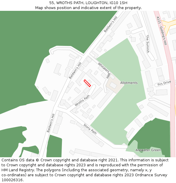 55, WROTHS PATH, LOUGHTON, IG10 1SH: Location map and indicative extent of plot
