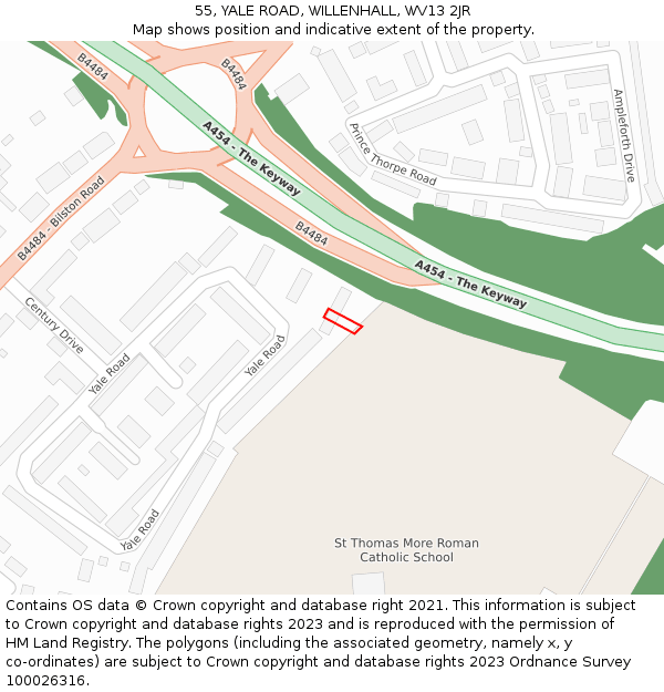 55, YALE ROAD, WILLENHALL, WV13 2JR: Location map and indicative extent of plot