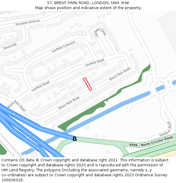 57, BRENT PARK ROAD, LONDON, NW4 3HW: Location map and indicative extent of plot