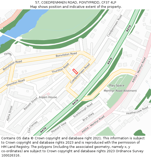 57, COEDPENMAEN ROAD, PONTYPRIDD, CF37 4LP: Location map and indicative extent of plot