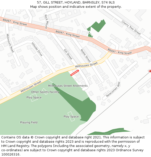 57, GILL STREET, HOYLAND, BARNSLEY, S74 9LS: Location map and indicative extent of plot