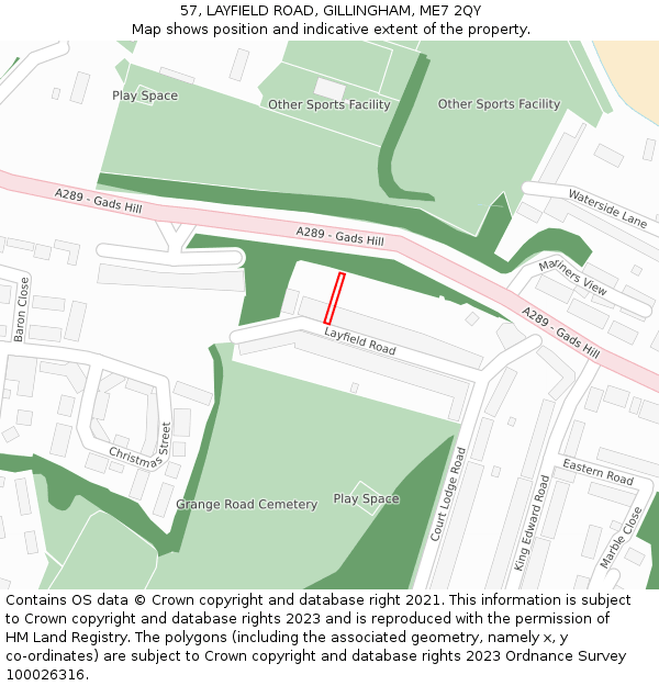57, LAYFIELD ROAD, GILLINGHAM, ME7 2QY: Location map and indicative extent of plot