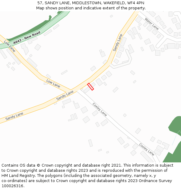 57, SANDY LANE, MIDDLESTOWN, WAKEFIELD, WF4 4PN: Location map and indicative extent of plot