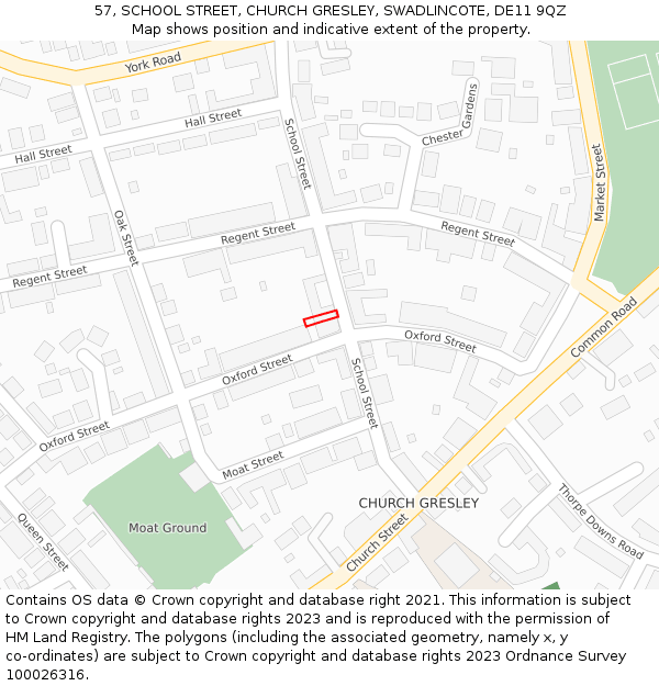 57, SCHOOL STREET, CHURCH GRESLEY, SWADLINCOTE, DE11 9QZ: Location map and indicative extent of plot