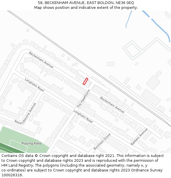 58, BECKENHAM AVENUE, EAST BOLDON, NE36 0EQ: Location map and indicative extent of plot
