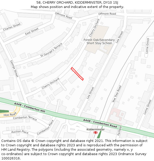 58, CHERRY ORCHARD, KIDDERMINSTER, DY10 1SJ: Location map and indicative extent of plot