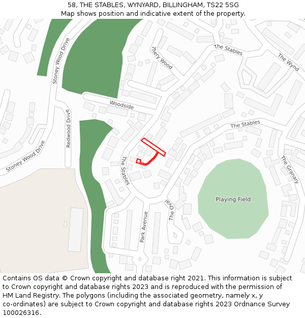 58, THE STABLES, WYNYARD, BILLINGHAM, TS22 5SG: Location map and indicative extent of plot