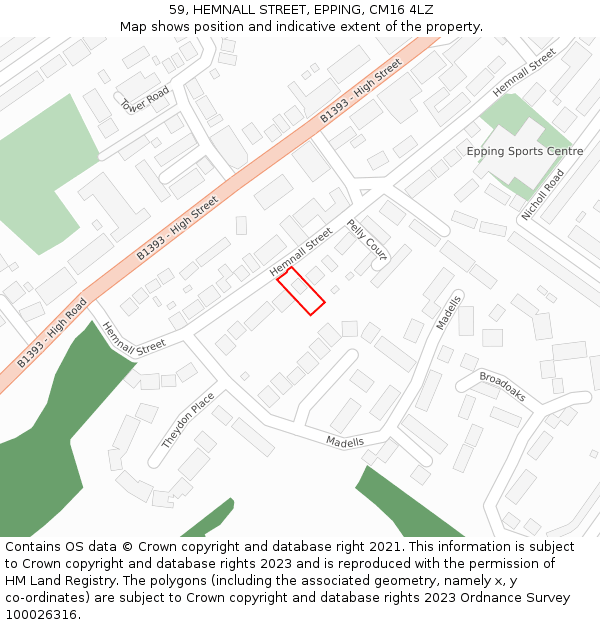 59, HEMNALL STREET, EPPING, CM16 4LZ: Location map and indicative extent of plot