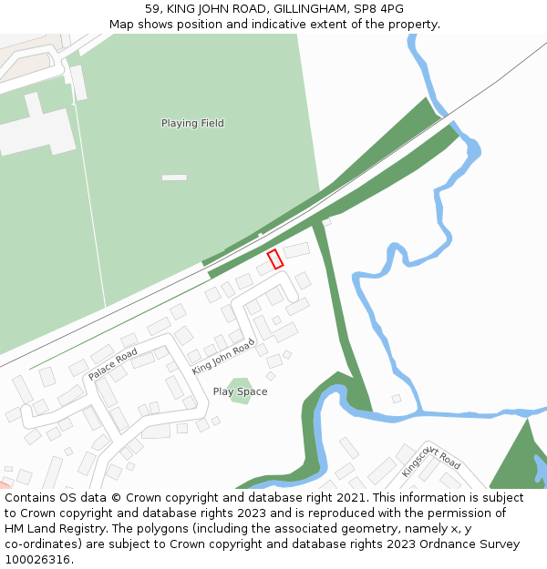 59, KING JOHN ROAD, GILLINGHAM, SP8 4PG: Location map and indicative extent of plot