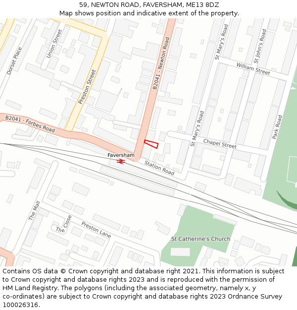 59, NEWTON ROAD, FAVERSHAM, ME13 8DZ: Location map and indicative extent of plot