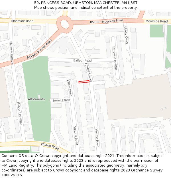 59, PRINCESS ROAD, URMSTON, MANCHESTER, M41 5ST: Location map and indicative extent of plot