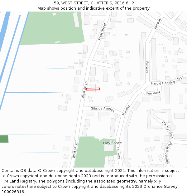 59, WEST STREET, CHATTERIS, PE16 6HP: Location map and indicative extent of plot