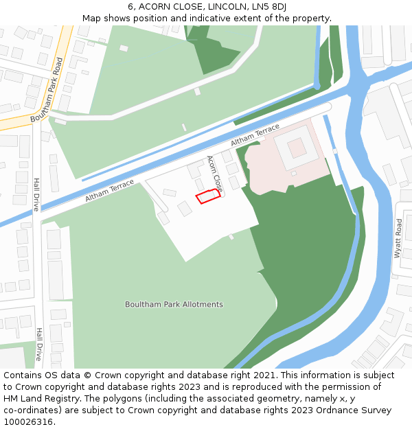 6, ACORN CLOSE, LINCOLN, LN5 8DJ: Location map and indicative extent of plot
