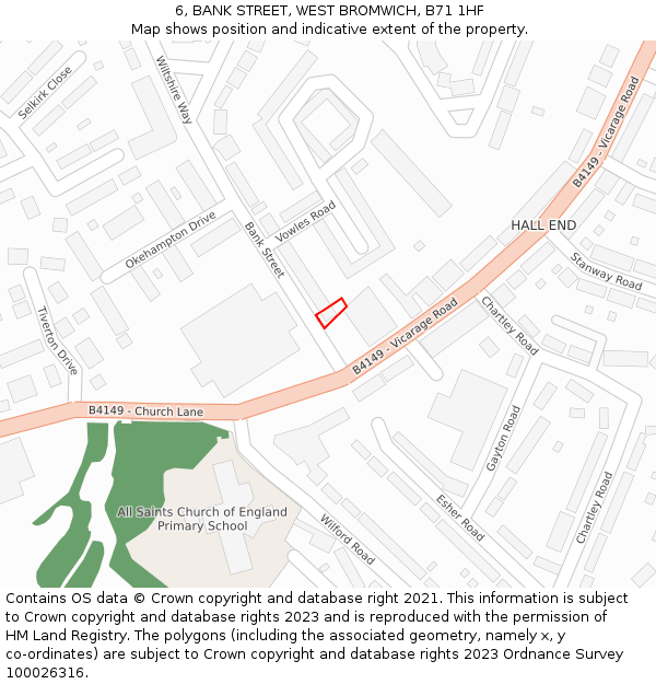 6, BANK STREET, WEST BROMWICH, B71 1HF: Location map and indicative extent of plot
