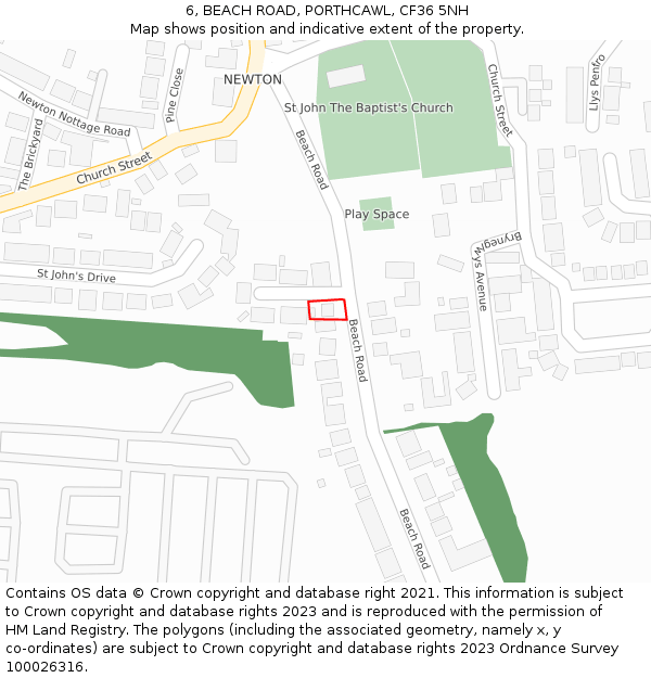 6, BEACH ROAD, PORTHCAWL, CF36 5NH: Location map and indicative extent of plot