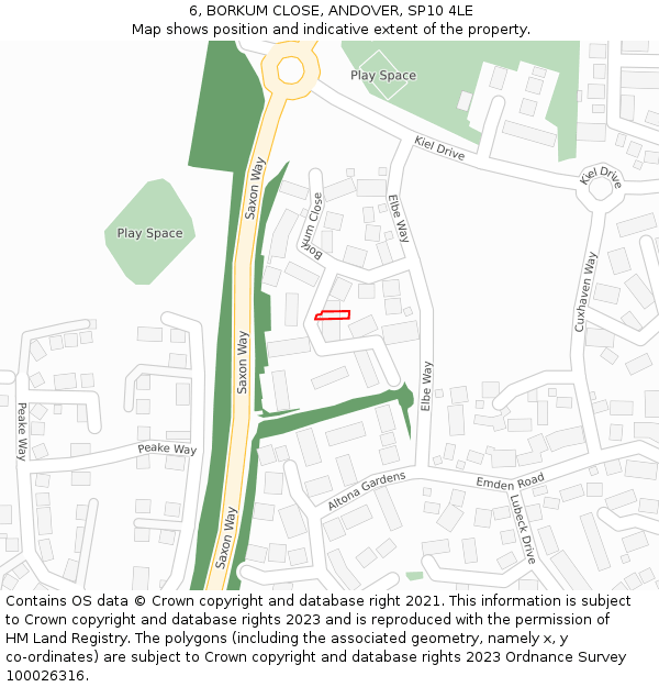 6, BORKUM CLOSE, ANDOVER, SP10 4LE: Location map and indicative extent of plot