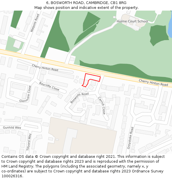6, BOSWORTH ROAD, CAMBRIDGE, CB1 8RG: Location map and indicative extent of plot