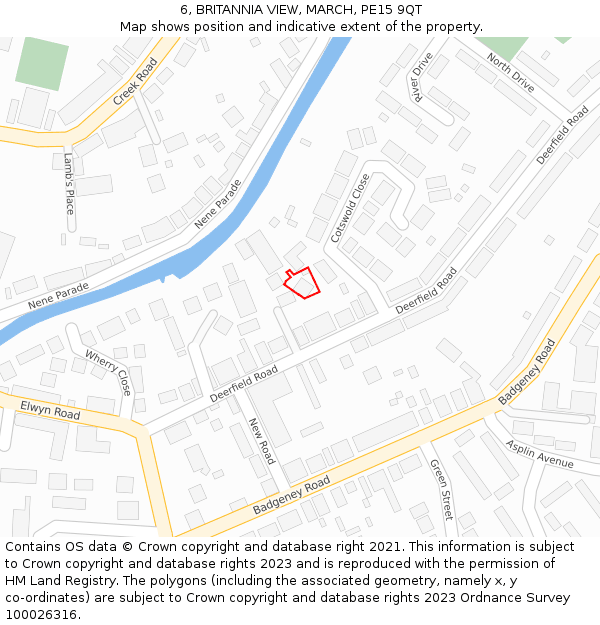 6, BRITANNIA VIEW, MARCH, PE15 9QT: Location map and indicative extent of plot
