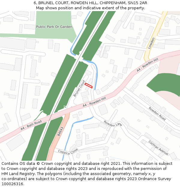 6, BRUNEL COURT, ROWDEN HILL, CHIPPENHAM, SN15 2AR: Location map and indicative extent of plot