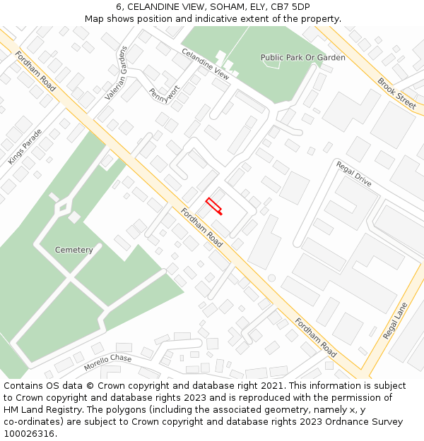6, CELANDINE VIEW, SOHAM, ELY, CB7 5DP: Location map and indicative extent of plot