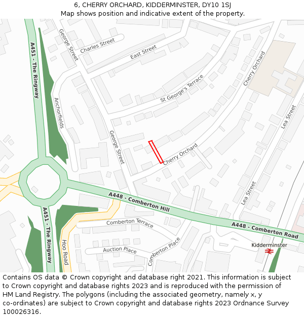 6, CHERRY ORCHARD, KIDDERMINSTER, DY10 1SJ: Location map and indicative extent of plot