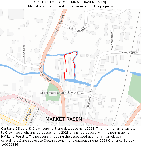6, CHURCH MILL CLOSE, MARKET RASEN, LN8 3JL: Location map and indicative extent of plot