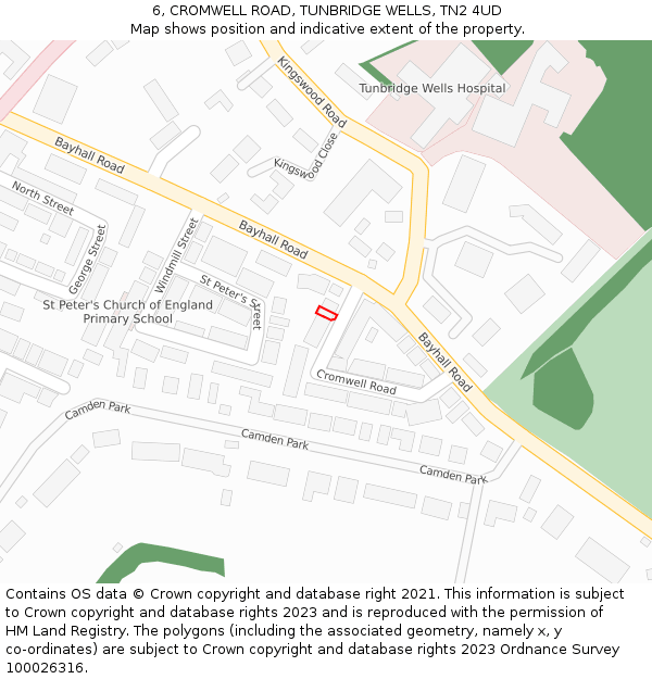 6, CROMWELL ROAD, TUNBRIDGE WELLS, TN2 4UD: Location map and indicative extent of plot