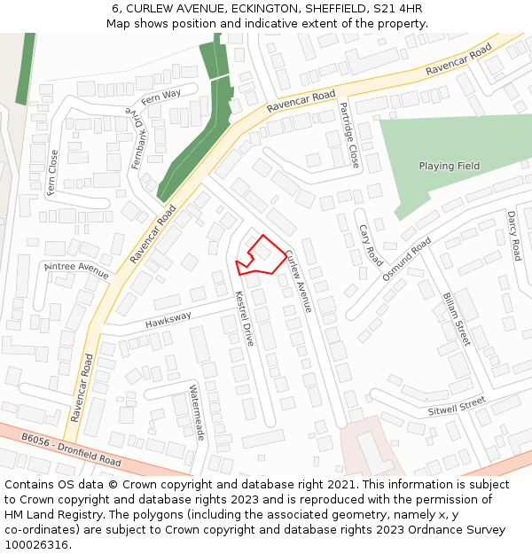 6, CURLEW AVENUE, ECKINGTON, SHEFFIELD, S21 4HR: Location map and indicative extent of plot