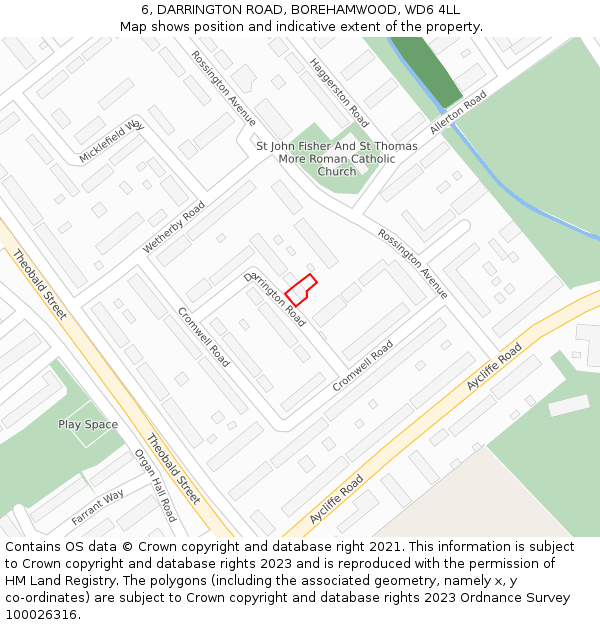 6, DARRINGTON ROAD, BOREHAMWOOD, WD6 4LL: Location map and indicative extent of plot