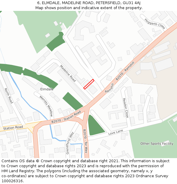 6, ELMDALE, MADELINE ROAD, PETERSFIELD, GU31 4AJ: Location map and indicative extent of plot