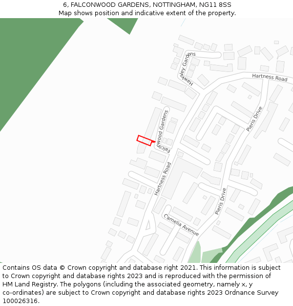 6, FALCONWOOD GARDENS, NOTTINGHAM, NG11 8SS: Location map and indicative extent of plot