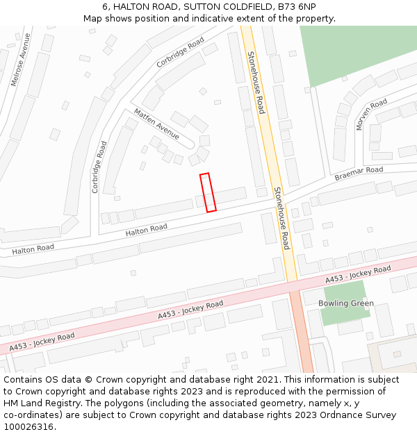 6, HALTON ROAD, SUTTON COLDFIELD, B73 6NP: Location map and indicative extent of plot