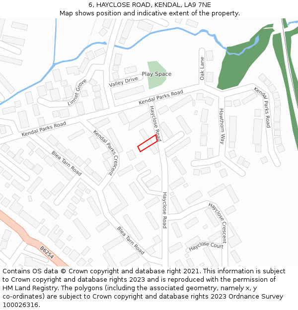 6, HAYCLOSE ROAD, KENDAL, LA9 7NE: Location map and indicative extent of plot