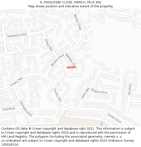 6, INGOLDSBY CLOSE, MARCH, PE15 9NL: Location map and indicative extent of plot
