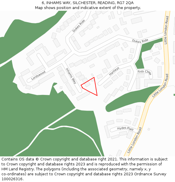6, INHAMS WAY, SILCHESTER, READING, RG7 2QA: Location map and indicative extent of plot
