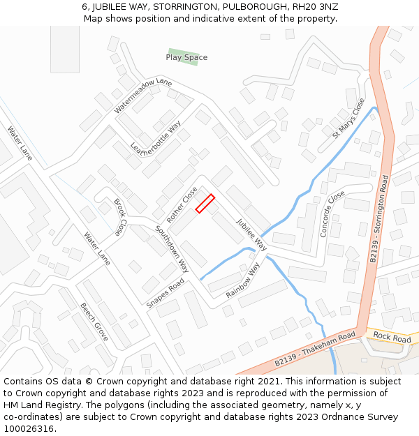 6, JUBILEE WAY, STORRINGTON, PULBOROUGH, RH20 3NZ: Location map and indicative extent of plot