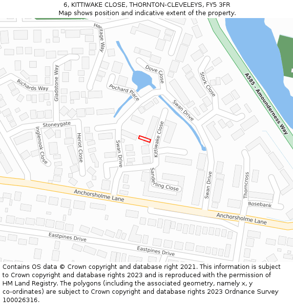 6, KITTIWAKE CLOSE, THORNTON-CLEVELEYS, FY5 3FR: Location map and indicative extent of plot