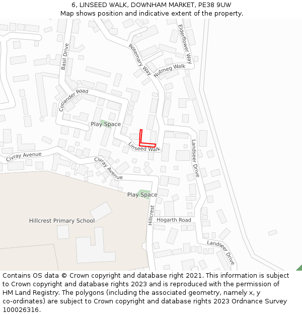 6, LINSEED WALK, DOWNHAM MARKET, PE38 9UW: Location map and indicative extent of plot