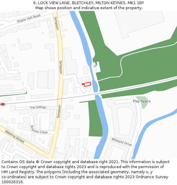 6, LOCK VIEW LANE, BLETCHLEY, MILTON KEYNES, MK1 1BY: Location map and indicative extent of plot