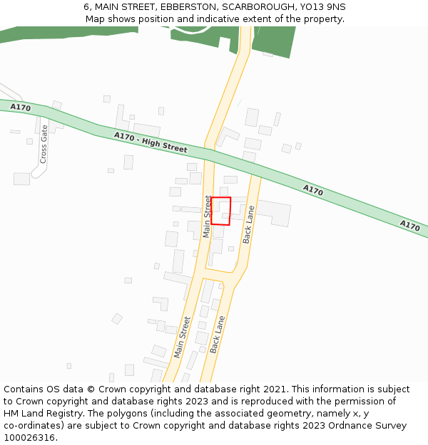 6, MAIN STREET, EBBERSTON, SCARBOROUGH, YO13 9NS: Location map and indicative extent of plot