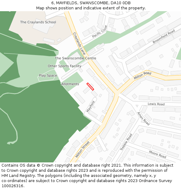 6, MAYFIELDS, SWANSCOMBE, DA10 0DB: Location map and indicative extent of plot