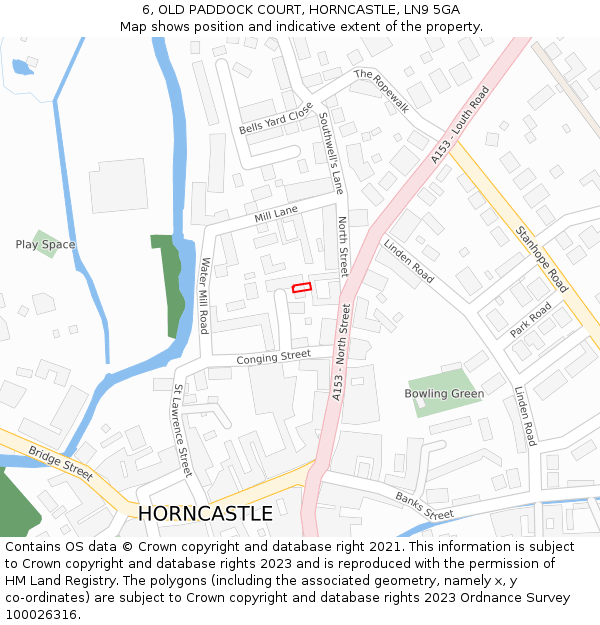 6, OLD PADDOCK COURT, HORNCASTLE, LN9 5GA: Location map and indicative extent of plot